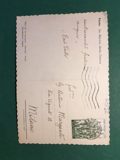 Cartolina Vasto - LA Marina della Catena - 1959