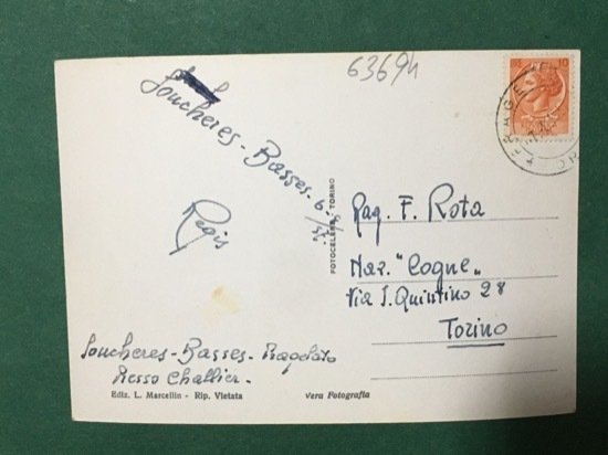 Cartolina Aucheres Basses di Pragelato - Panorama - 1957