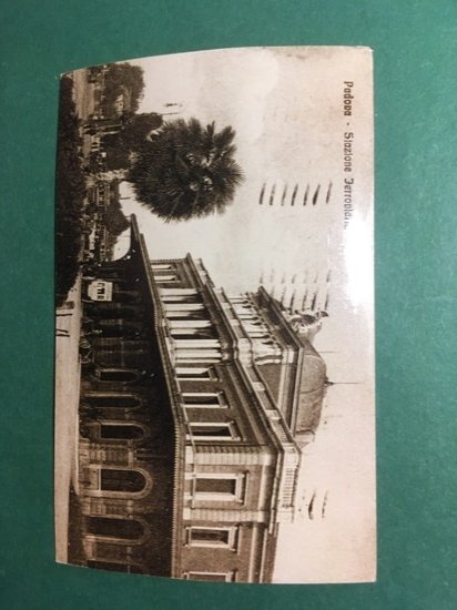 Cartolina Padova - Stazione Ferrovia + Replica 1950 ca