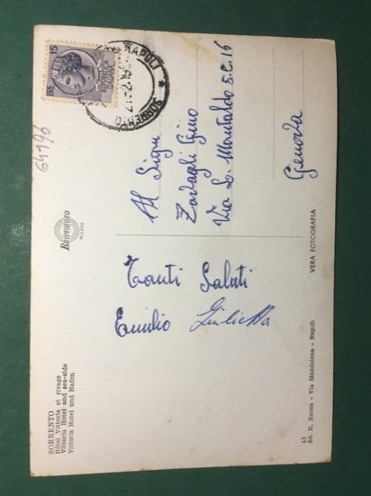 Cartolina Sorrento - Hotel Vittoria e Porto - 1952