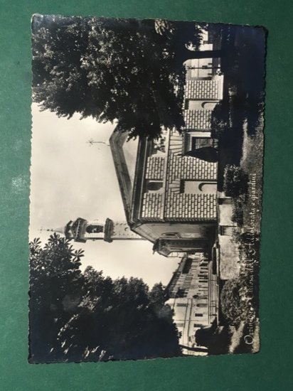 Cartolina Orzinuovi - Chiesa dell'Addolorata e Giardini - 1957