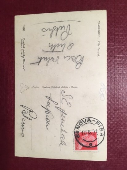 Cartolina Viareggio - Villa Puccini - 1931