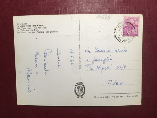 Cartolina San Leo - La Città Vista dal Forte - …