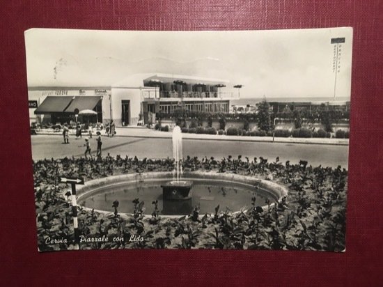 Cartolina Cervia - Piazzale con Lido - 1959