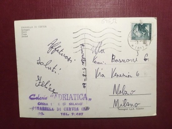 Cartolina Pinarella di Cervia - Spiaggia - 1966