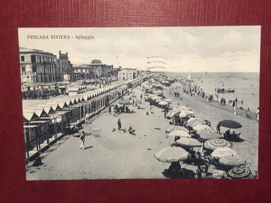 Cartolina Pescara Riviera - Spiaggia - 1935