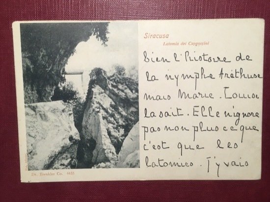 Cartolina Siracusa - Latomia dei Cappuccini - 1926