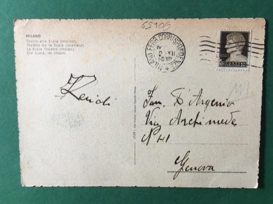 Cartolina Milano - Teatro alla Scala - Interno - 1940