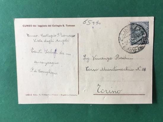 Cartolina Cuneo dal Loggiato del Collegio S. Tomaso - 1924