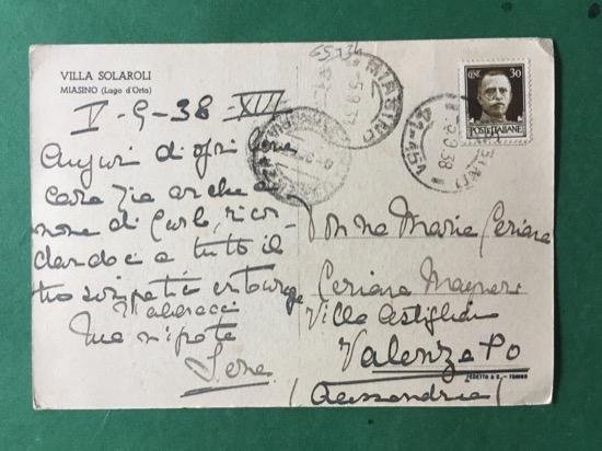 Cartolina Villa Solaroli - Miasino - Lago d'Orta - 1938