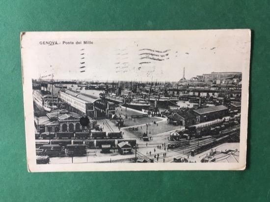 Cartolina Genova - Ponte dei Mille - 1930