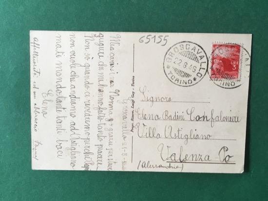 Cartolina Groscavallo - Entrata al Paese - 1946