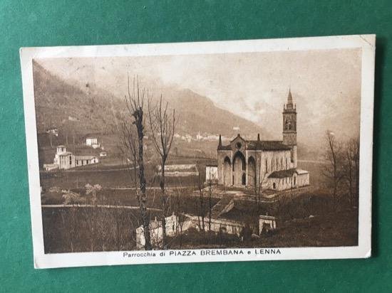 Cartolina Parrocchia di Piazza Brembana e Lenna - 1930
