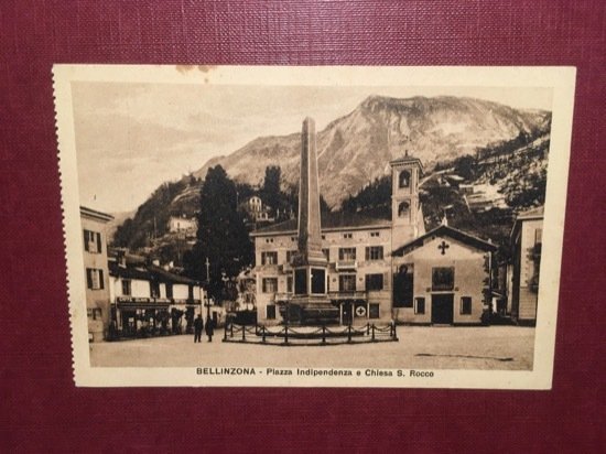 Cartolina Bellinzona - Piazza Indipendenza e Chiesa S. Rocco - …