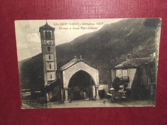 Cartolina Salbertrand - Chiesa e Casa Parrocchiale - 1926