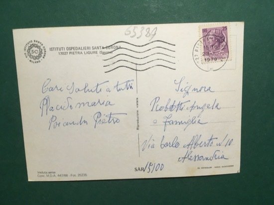 Cartolina Istituti Ospedalieri Stanta Corona - Pietra Ligure - 1970