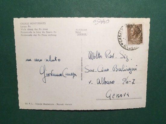 Cartolina Casale Monferrato - Lungo Po - 1965