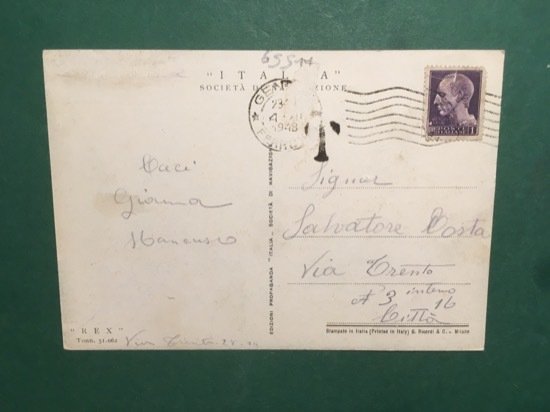 Cartolina Italia - Società di Navigazione- Rex - 1948