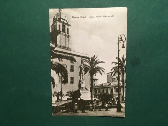 Cartolina Genova Sestri - Piazza Nicolò Macchiavelli - 1930 ca.