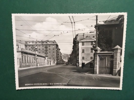Cartolina Genova Cornigliano - Via Cornigliano + 1950 ca.