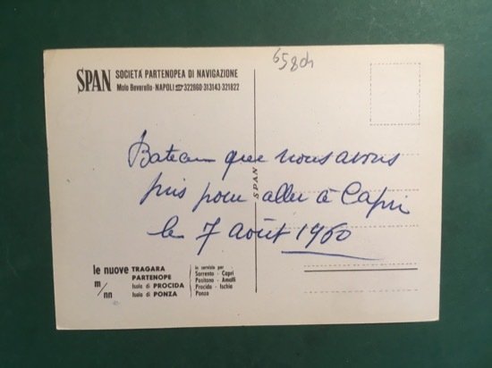 Cartolina Span - Società Partenopea di Navigazione - 1960 ca.