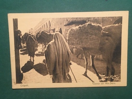 Cartolina Tripoli - Vanno ad AinZara - 1920 ca.