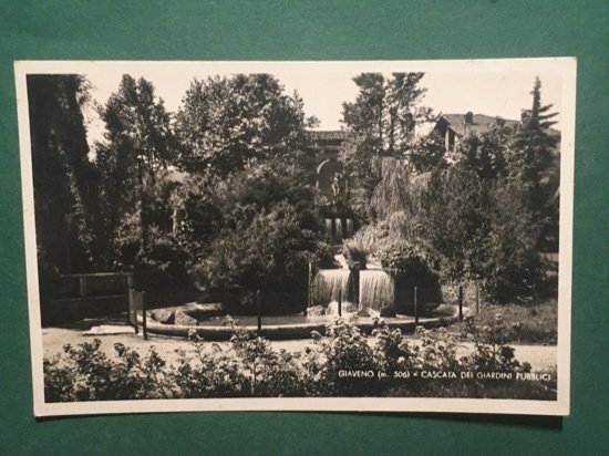 Cartolina Giaveno - Cascata dei Giardini Pubblici - 1950 ca