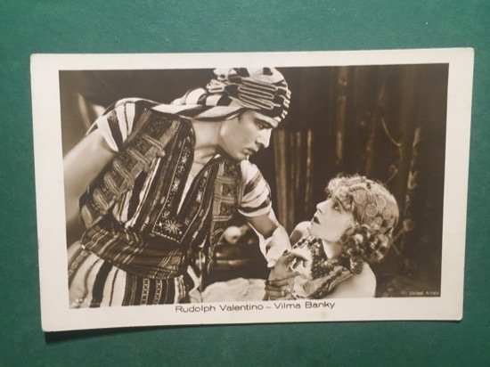 Cartolina Rudolph Valentino - Vilma Banky - 1955 ca