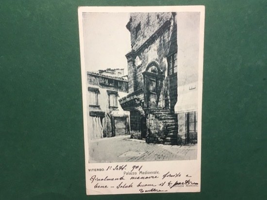 Cartolina Viterbo - Palazzo Medioevale - Cartoleria Mattioli - 1901