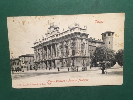 Cartolina Torino - Piazza Castello - Palazzo Madama - 1906