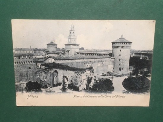 Cartolina Milano - Fianco del Castello colla Torre del Filarete …