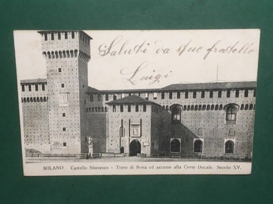 Cartolina Milano - Castello Sforzesco - Torre di Bona - …