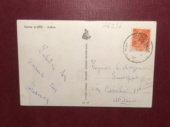 Cartolina Varna - Vahrn - 1955