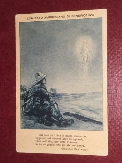 Cartolina Comitato Ambrosiano di Beneficenza - Giovanni Bertacchi - 1912