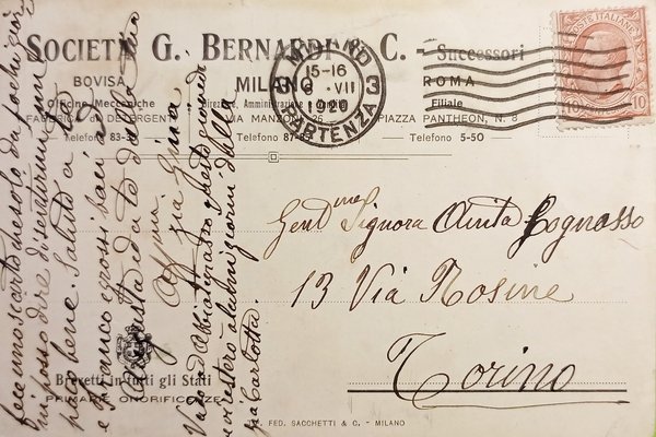 Cartolina Pubblicitaria - Società G. Bernardi & C. - Milano …