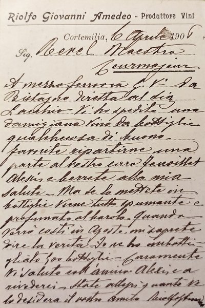 Cartolina Pubblicitaria - Vini - Riolfo Giovanni Amedeo - Cortemilia …