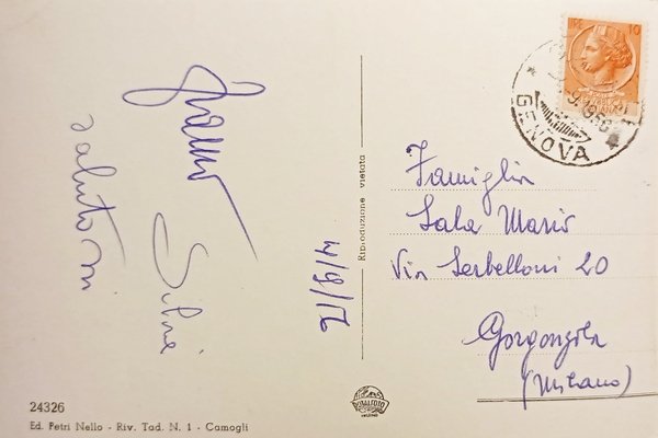 Cartolina - Saluti da Camogli - Vedute diverse - 1956