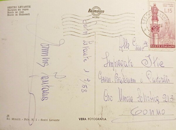 Cartolina - Sestri Levante - Barche a riposo - 1958