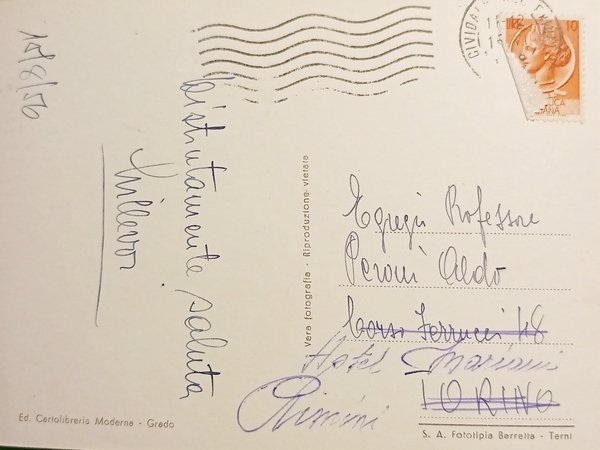 Cartolina - Grado ( Gorizia ) - Giardini e Spiaggia …