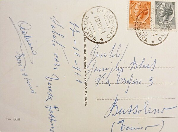 Cartolina - Divignano - Torrione del Castello - 1961