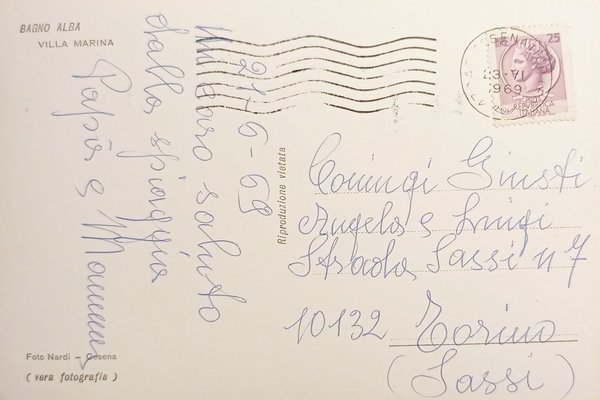 Cartolina - Bagno Alba - Villamarina - 1969