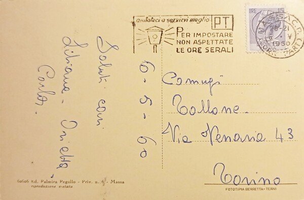 Cartolina - Marina di Massa - Spiaggia - 1960