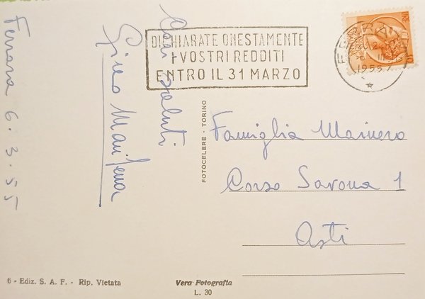 Cartolina - Ferrara - Palazzo del Popolo - Torre dell'Orologio …