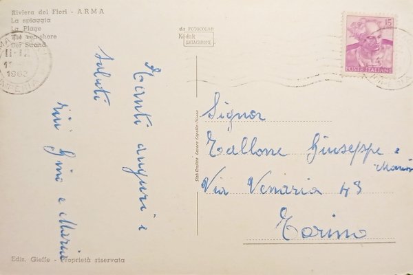 Cartolina - Riviera dei Fiori - Arma - La Spiaggia …