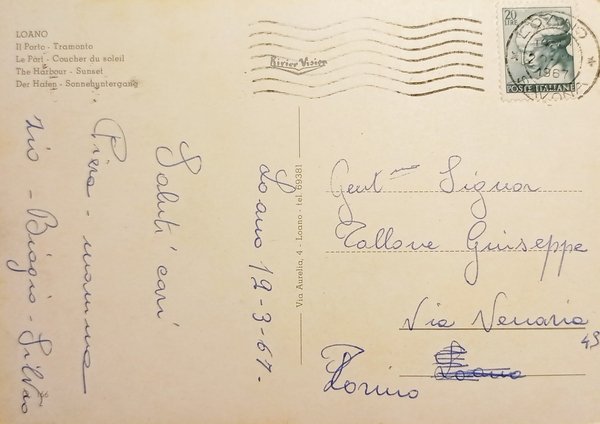 Cartolina - Loano - Il Porto - Tramonto - 1967