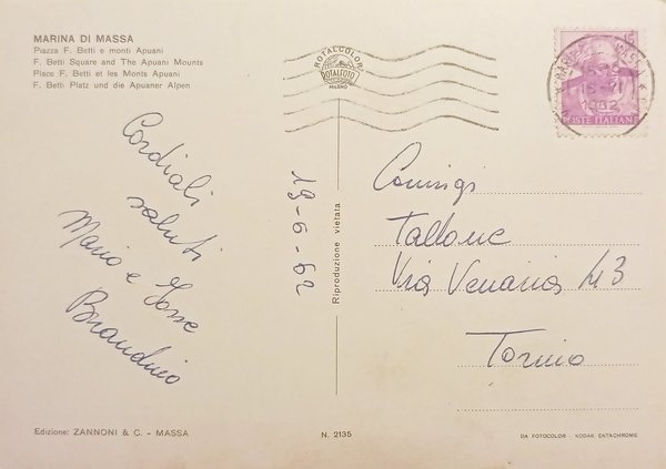 Cartolina - Marina di Massa - Piazza F. Betti e …