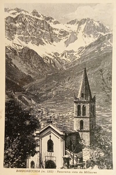 Cartolina - Bardonecchia - Panorama visto da Millaures - 1953