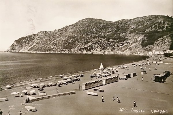 Cartolina - Riva Trigoso - Spiaggia - 1958