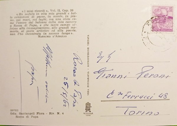 Cartolina - Rocca di Papa - Panorama - 1962