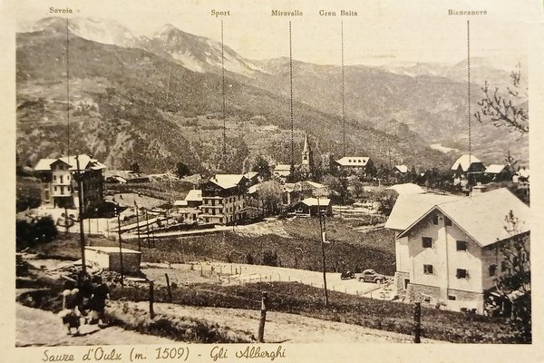 Cartolina - Sauze d'Oulx - Gli Alberghi - 1950 ca.